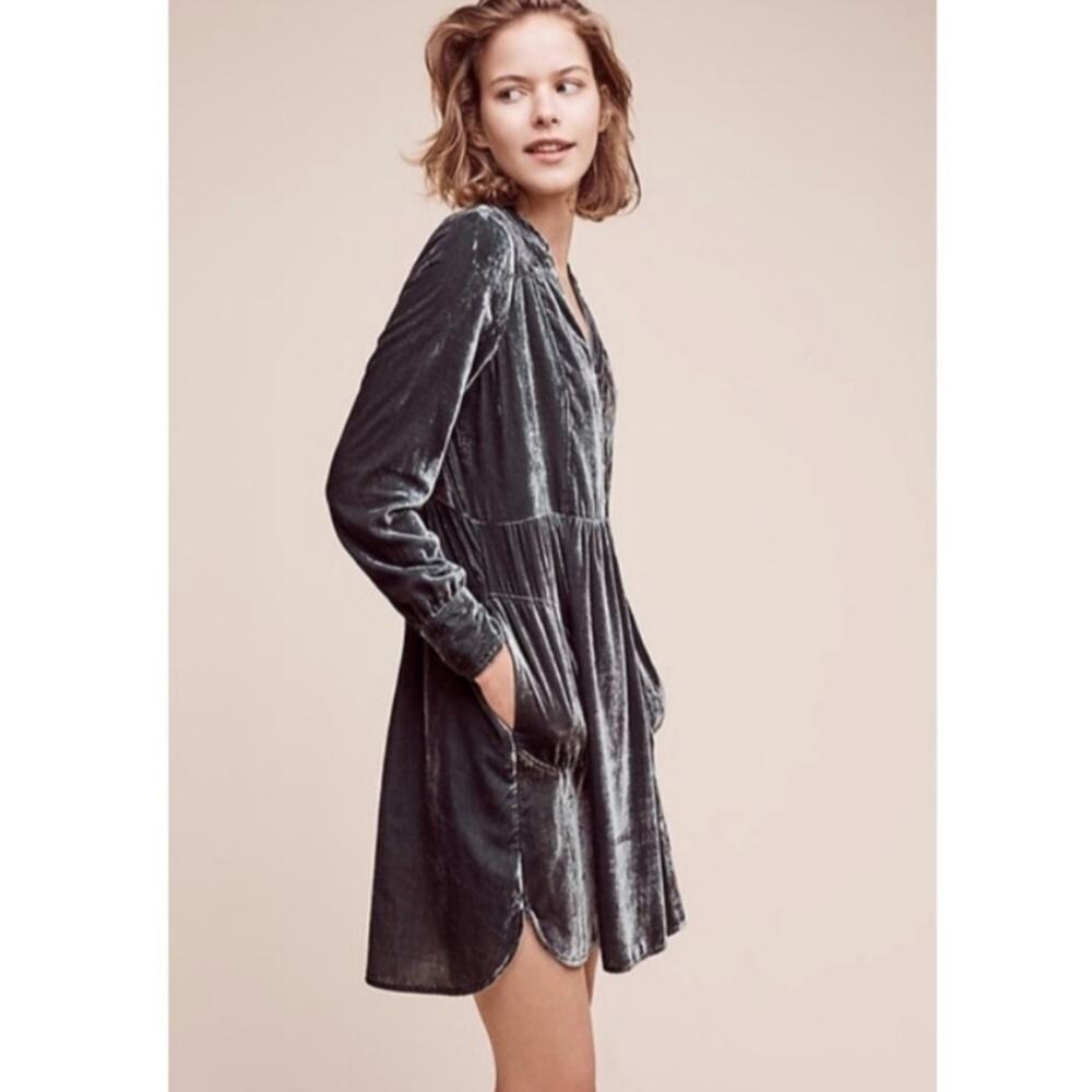 Anthropologie Holding Horses Green Velvet Dress SZ S